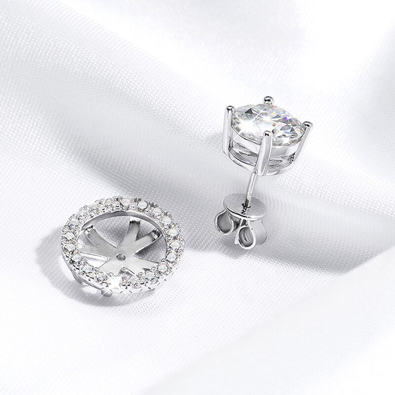4.6 Carat Total D Color VVS1 Moissanite 18K White Gold Plated 925 Sterling 2-Way to Wear Stud Earrings