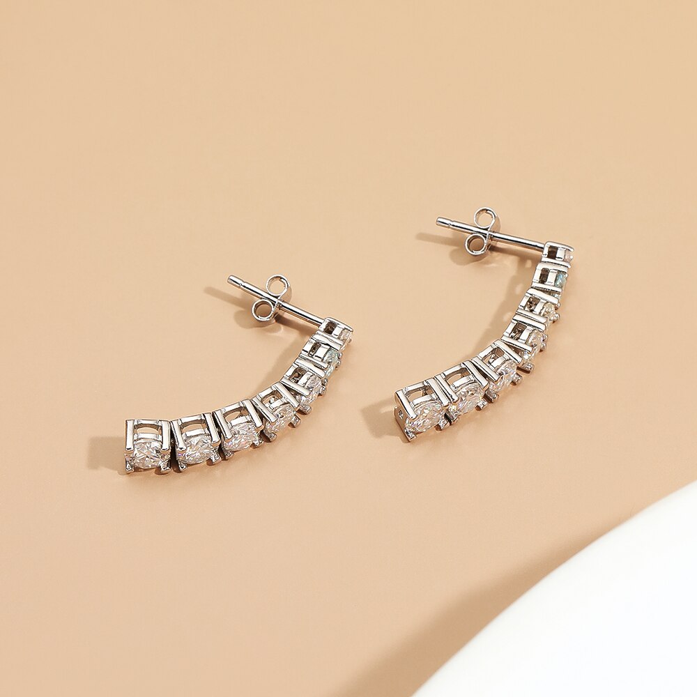 2.82 Total Carats Moissanite Platinum Plated 925 Sterling Silver Drop Earrings