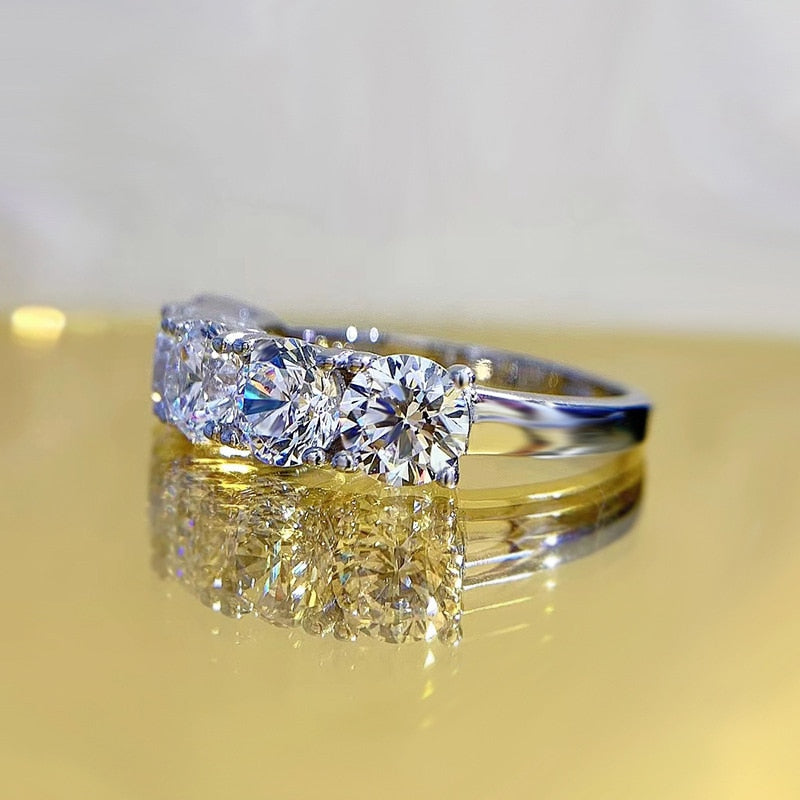 2.5 Carats or 5 Carats Total Moissanite D Color VVS1 18K Gold Plated 925 Sterling 5 Stone Anniversary Band/Ring