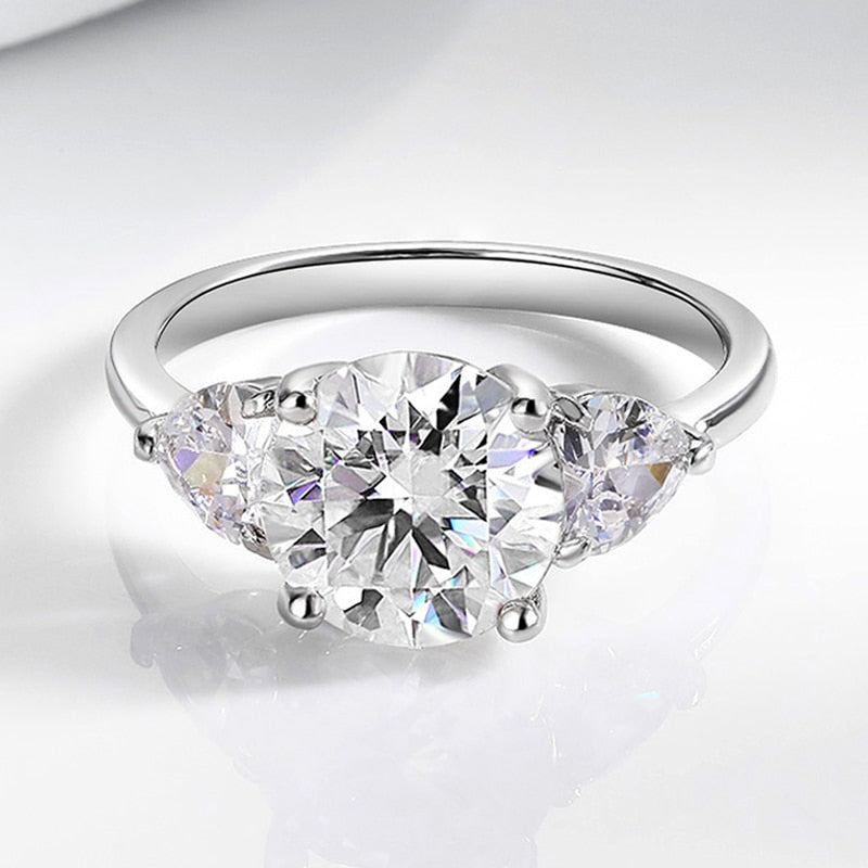 3 Carat Moissanite and Zircon Platinum Plated 925 Sterling Silver Ring