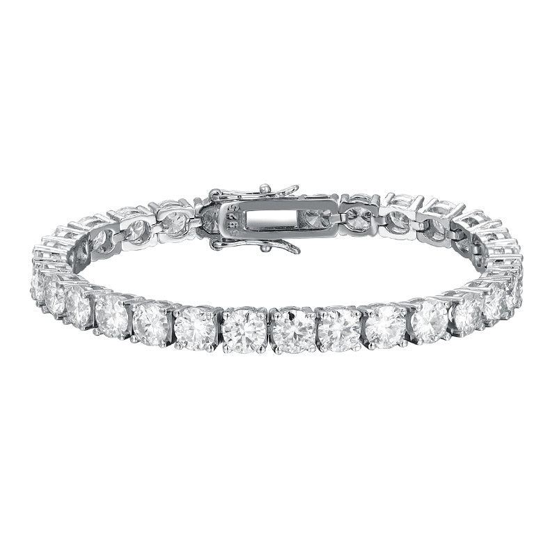 16 Carats Total or 18 Carats Total D Color VVS1 Moissanite 18K White Gold Plated Tennis Bracelet