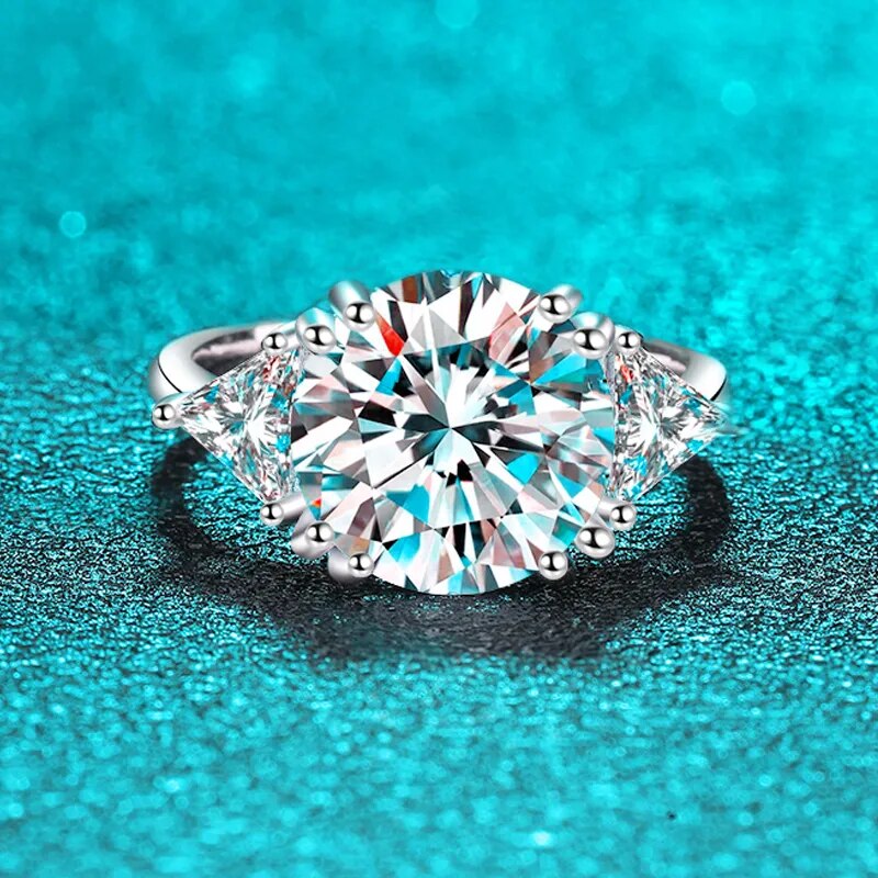 5 Carat Moissanite and Zircon 18K White Gold Plated 925 Sterling Silver Ring