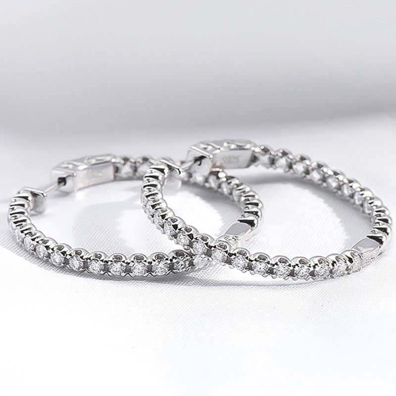 1.56 Carat Total Moissanite D Color VVS1 18K Gold Plated 925 Sterling Hoop Earrings