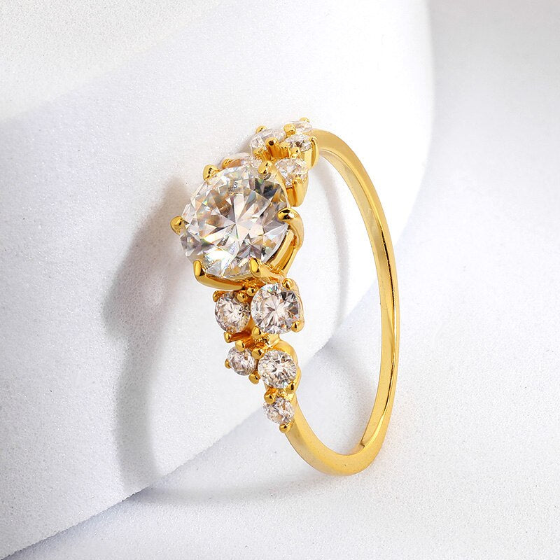 1.3 Carat Total Moissanite in 10K or 14K Yellow Real Gold Ring