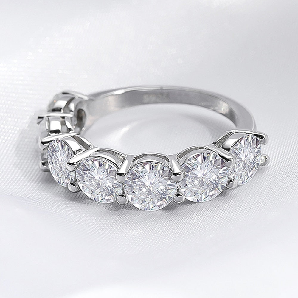 3.5 Carat or 7 Carat Total D Color VVS1 Moissanite Platinum Plated 925 Sterling 7 Stone Ring
