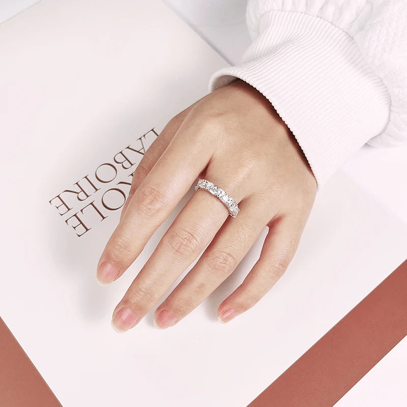 1 Carat Total Trilliant Cut Moissanite Platinum Plated 925 Sterling Anniversary Band