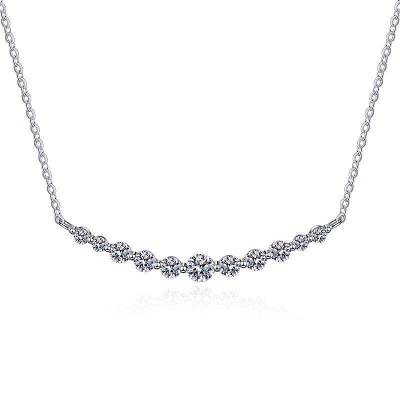 1.1 Carat Total D Color VVS1 Moissanite Platinum Plated 925 Sterling Necklace