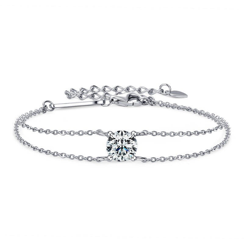 1 Carat Moissanite 18K Gold Plated 925 Sterling Silver Bracelet