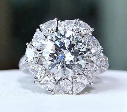 3 Carat Moissanite and Zircon Accent Platinum Plated 925 Sterling Silver Ring