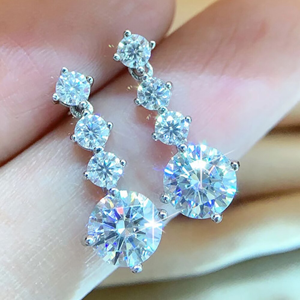 2.6 Carat Total Moissanite D Color VVS1 Platinum Plated 925 Sterling Silver Drop Earrings