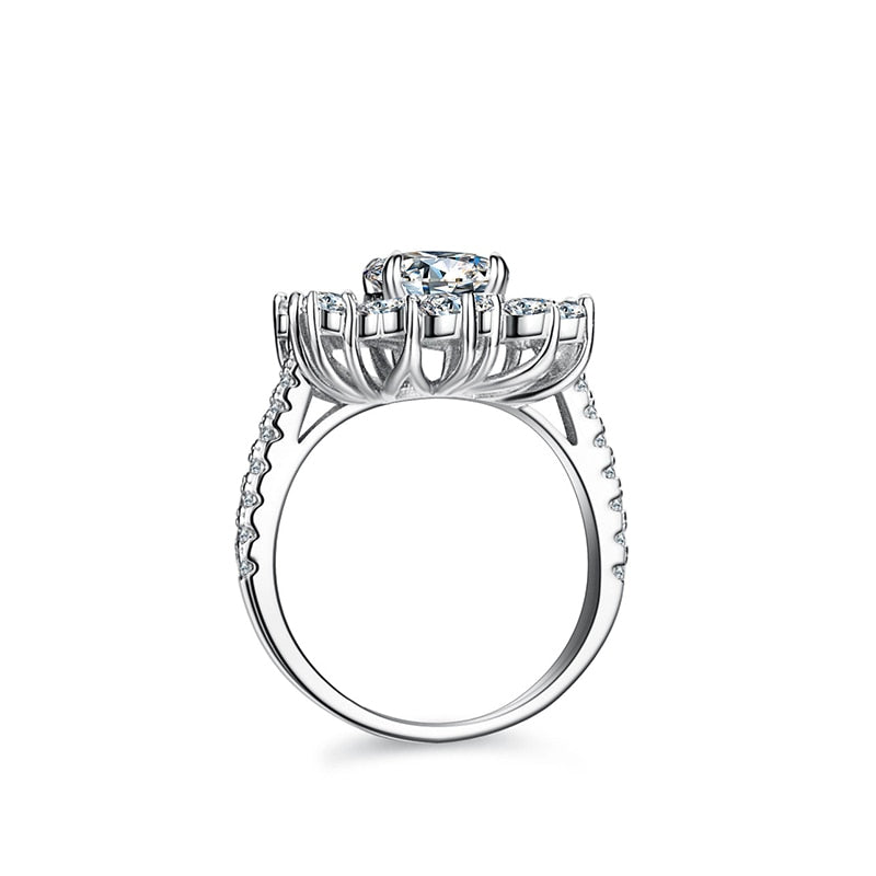 2 Carat Oval Cut Moissanite and Zircon Platinum Plated 925 Sterling Silver Cocktail/Engagement Ring 3 Colors