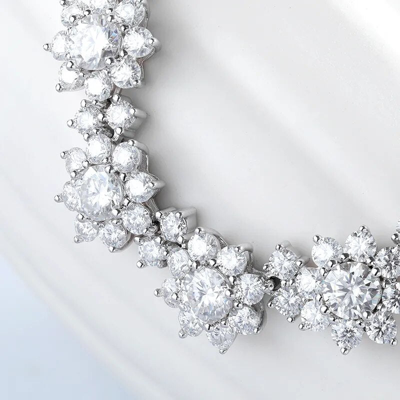 35 Carat or 39 Carat Total Moissanite Rhodium Plated 925 Sterling Silver Statement Necklace