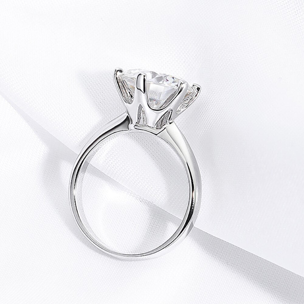 10 Carats Moissanite Platinum Plated 925 Sterling Silver Solitaire Ring