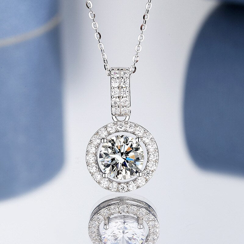 3 Carats to 10 Carats Moissanite and Zircon Accent 18K Gold Plated 925 Sterling Pendant Necklace