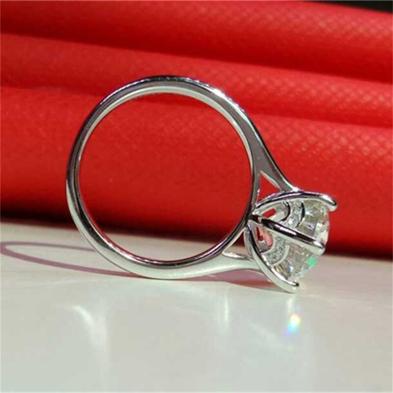 4 Carats Moissanite D Color VVS1 Platinum Plated 925 Sterling Silver Solitaire Ring