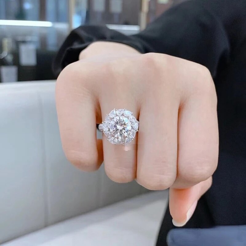 3 Carat Moissanite and Zircon Accent Platinum Plated 925 Sterling Silver Ring