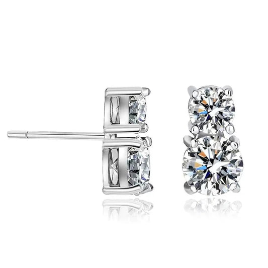 3 Carat Total Moissanite Platinum Plated 925 Sterling Silver Earrings