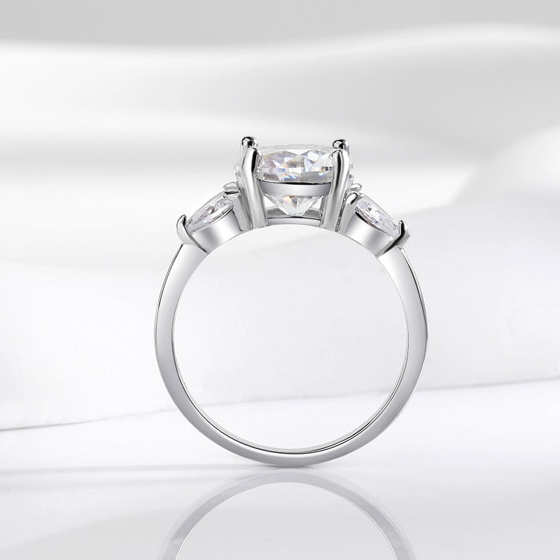 3 Carat Moissanite and Zircon Platinum Plated 925 Sterling Silver Ring