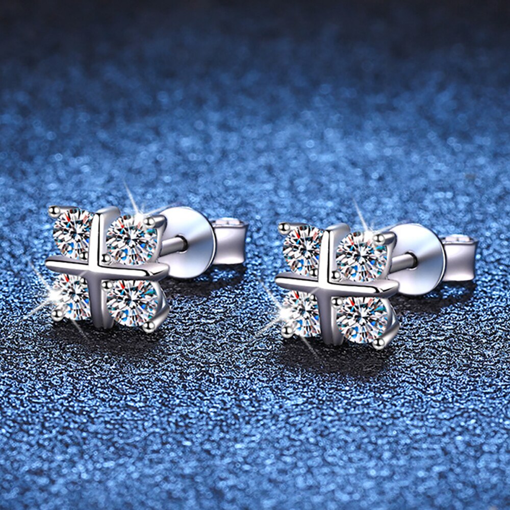 0.8 Carat Total Moissanite Platinum Plated 925 Sterling Silver Earrings