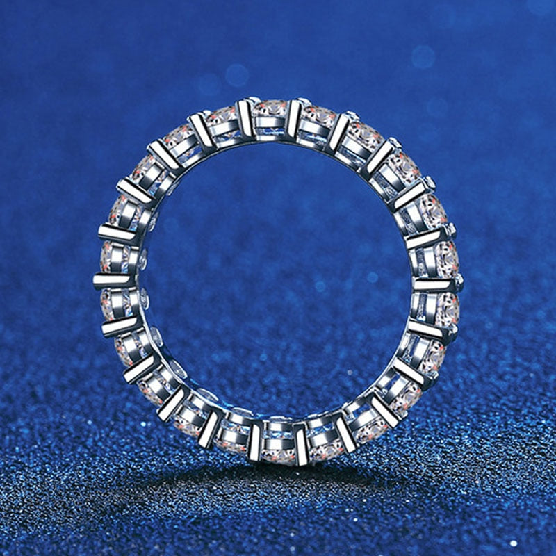 2.2 Carat Total Moissanite Platinum Plated 925 Sterling Silver Eternity Band