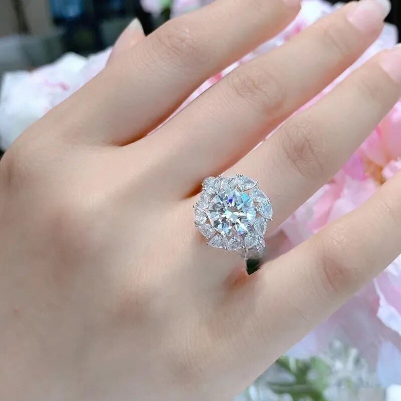 3 Carat Moissanite and Zircon Accent Platinum Plated 925 Sterling Silver Ring