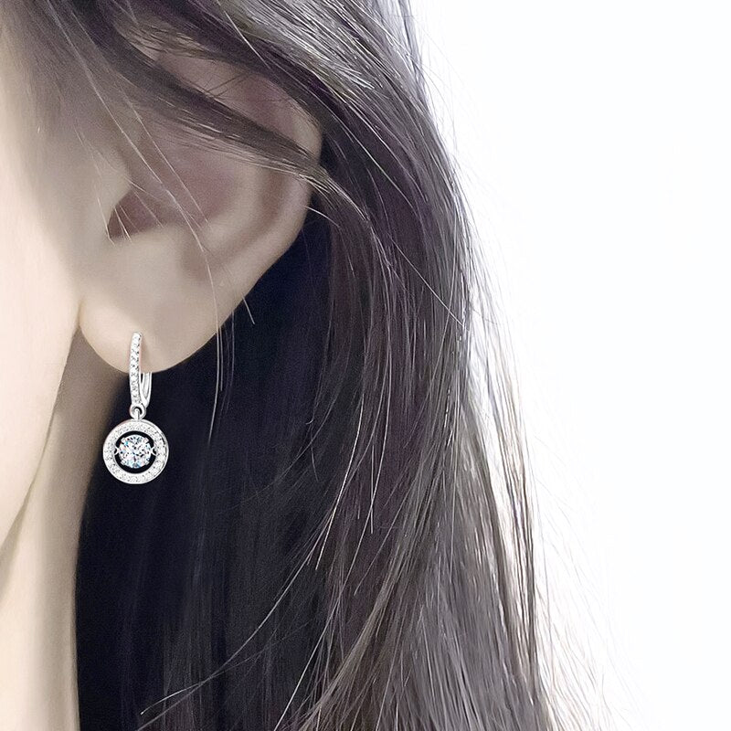 2 Carat Total D Color VVS1 Moissanite and Zircon Accent Platinum Plated 925 Sterling Silver Beating Heart Drop Earrings