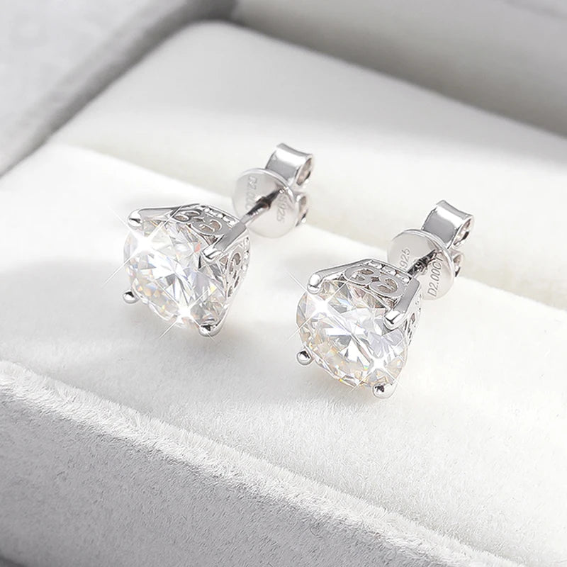 4 Carats Total Moissanite Rhodium Plated 925 Sterling Silver Sud Earrings