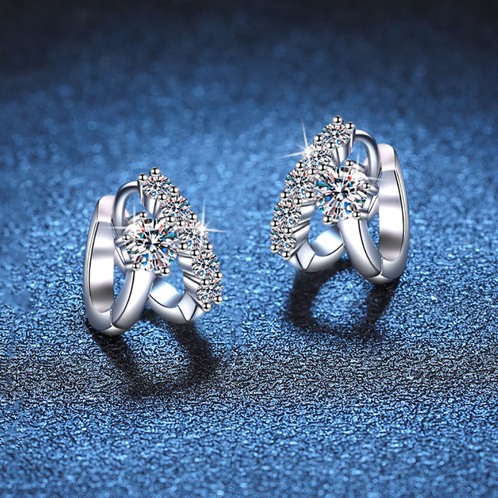 1.1 Carat Total Moissanite Platinum Plated 925 Sterling Silver Hoop Earings