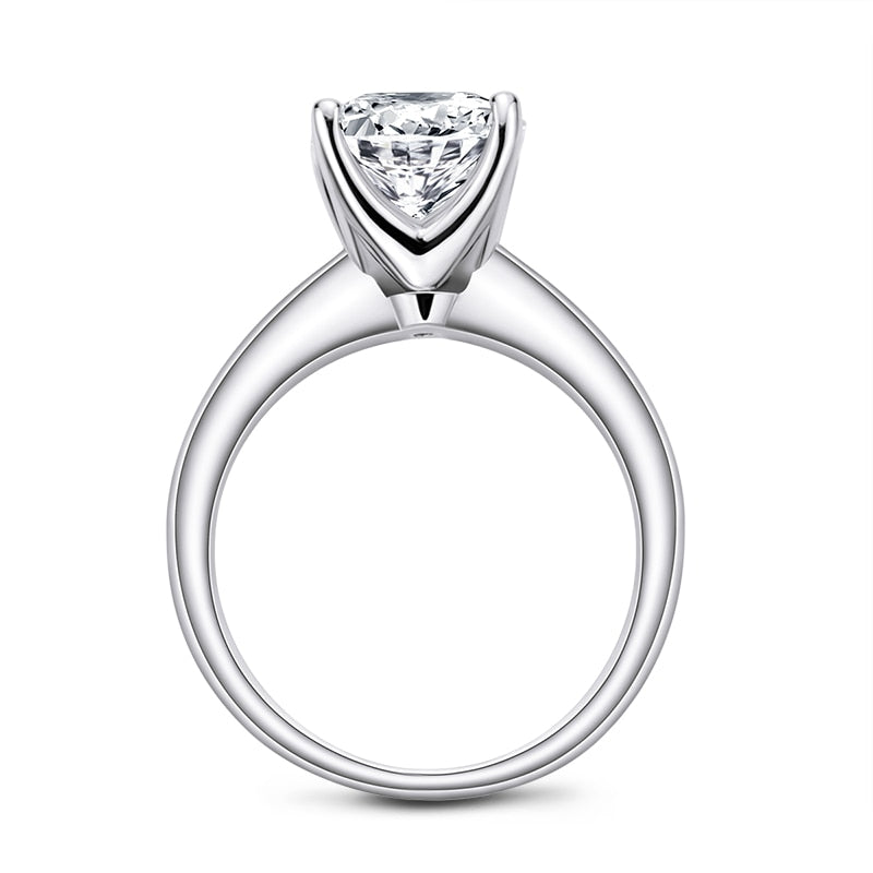 3 Carat D Color Moissanite 18K White Gold Plated 925 Sterling Silver Solitaire Ring
