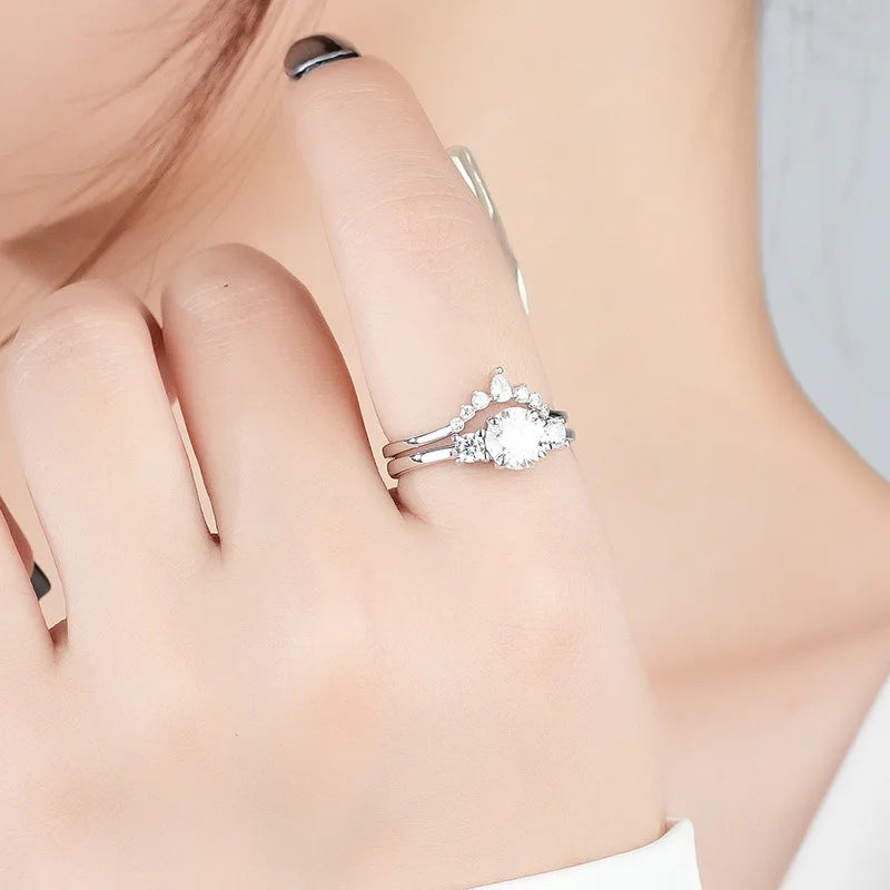 1 Carat Moissanite 18K Gold Plated 925 Sterling Silver Bridal Set