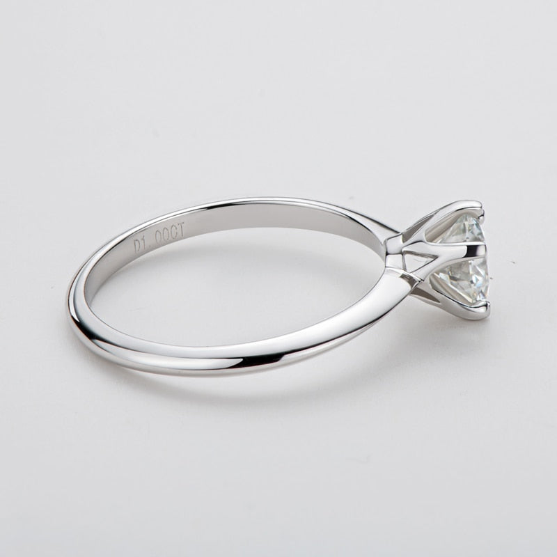 0.5 Carat Moissanite Platinum Plated 925 Sterling Solitaire Engagement Ring