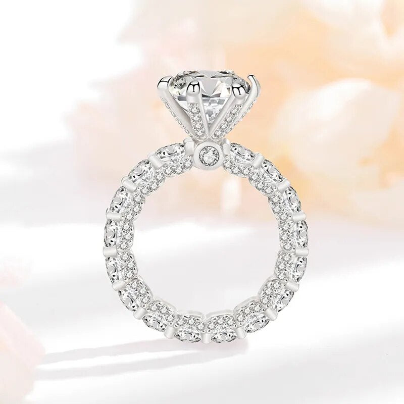 4 Carat Moissanite and Zircon 18K Gold Plated 925 Sterling Silver Engagement Ring