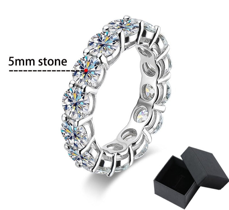 7 Carats Total D Color VVS1 Moissanite 18K White Gold Plated 925 Sterling Eternity Band