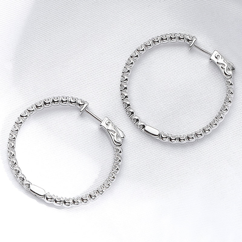 1.56 Carat Total Moissanite D Color VVS1 18K Gold Plated 925 Sterling Hoop Earrings