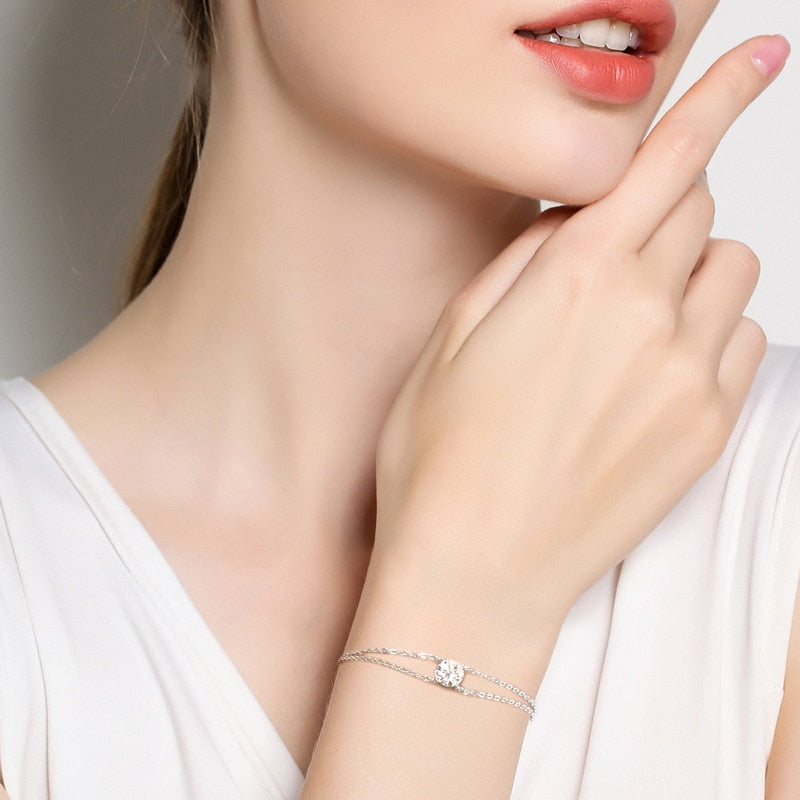 1 Carat Moissanite 18K Gold Plated 925 Sterling Silver Bracelet