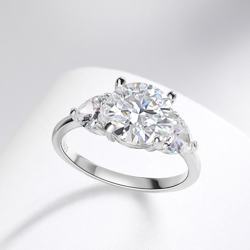 3 Carat Moissanite and Zircon Platinum Plated 925 Sterling Silver Ring