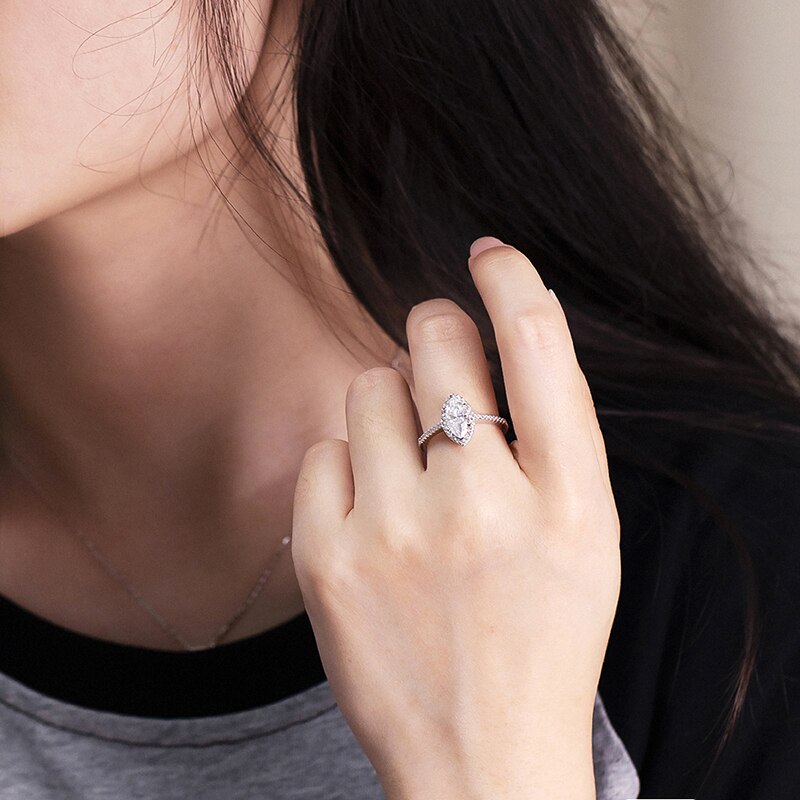 1 Carat Marquise Cut Moissanite and Zircon Accent Platinum Plated 925 Sterling Silver Ring