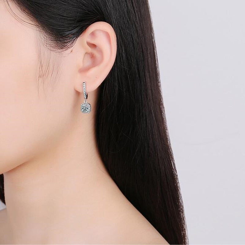 2 Carat Total to 6 Carat Total Moissanite and Zircon Accent Platinum Plated 925 Sterling Drop/Dangle Earrings