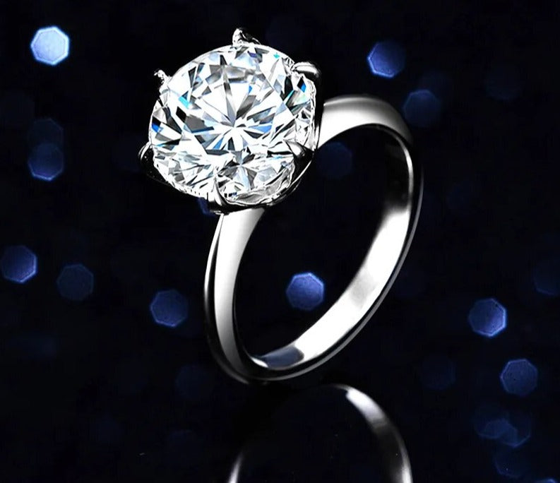 5 Carat Moissanite 18K White Gold Plated 925 Sterling Silver Solitaire Ring