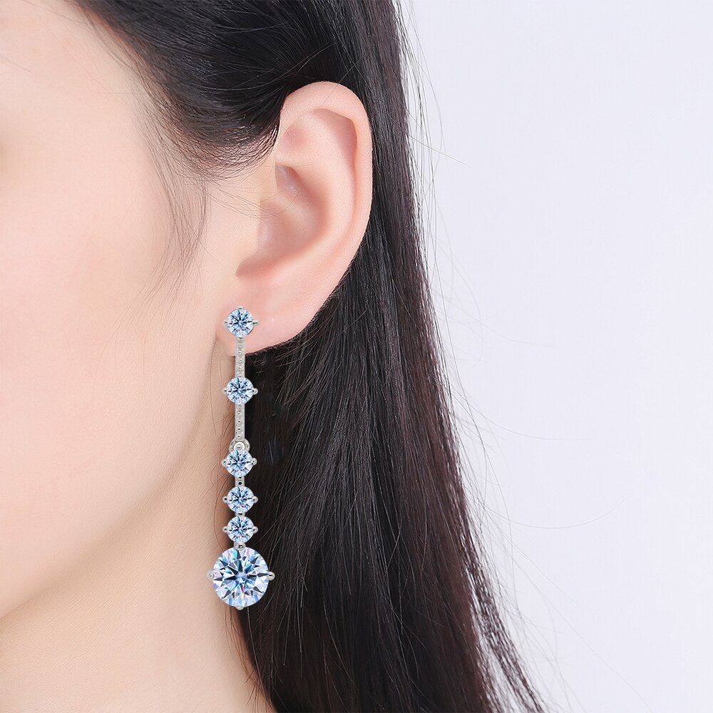 3 Carat Total or 6 Carat Total Moissanite Platinum Plated 925 Sterling Silver Earrings