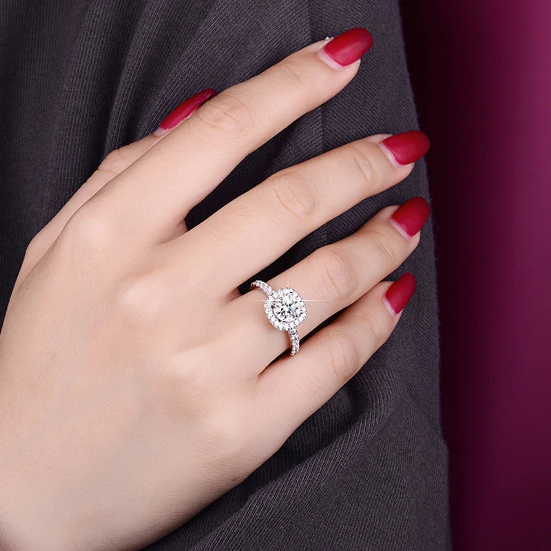 1 Carat to 3 Carat Moissanite and Zircon Platinum Plated 925 Sterling Solitaire with Accents Ring