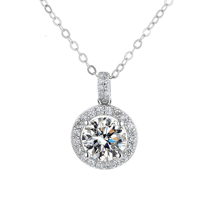 3 Carats to 10 Carats Moissanite and Zircon Accent 18K Gold Plated 925 Sterling Pendant Necklace