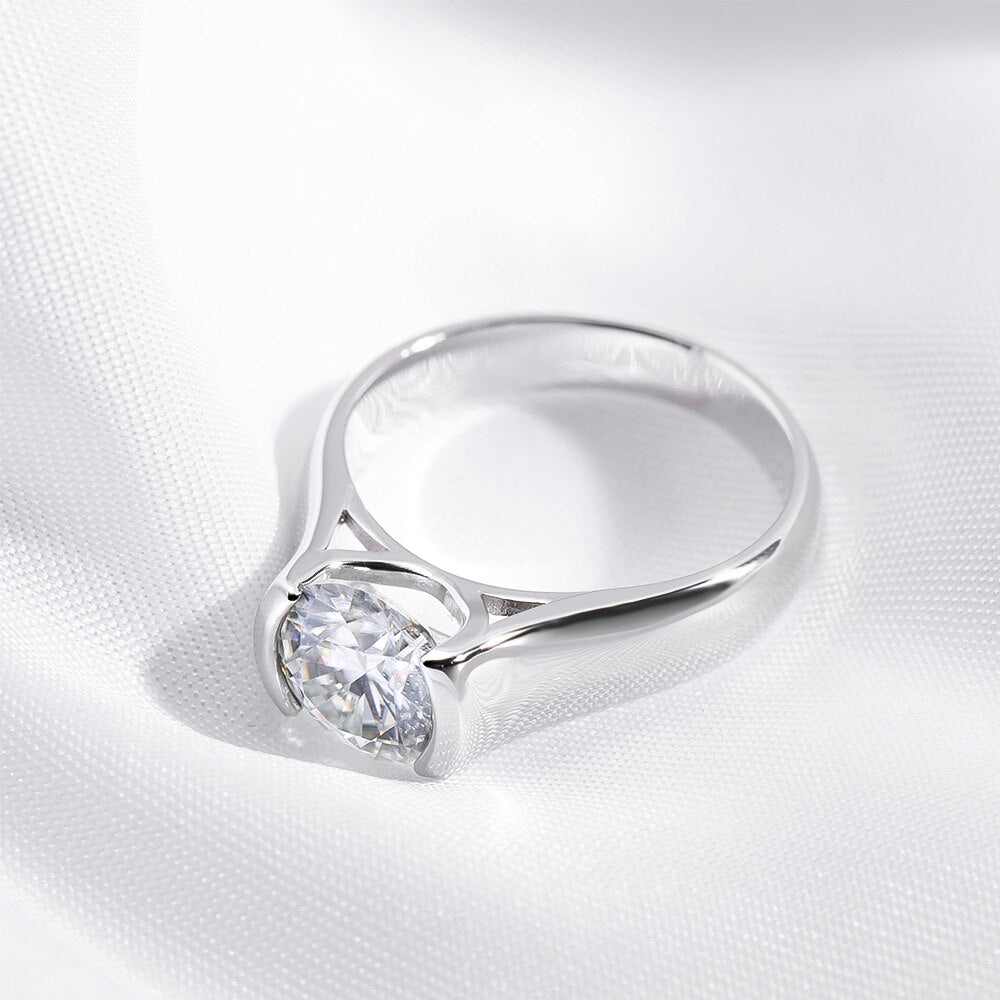 2 Carat Moissanite D Color VVS1 Rhodium Plated 925 Sterling Silver Band Unisex