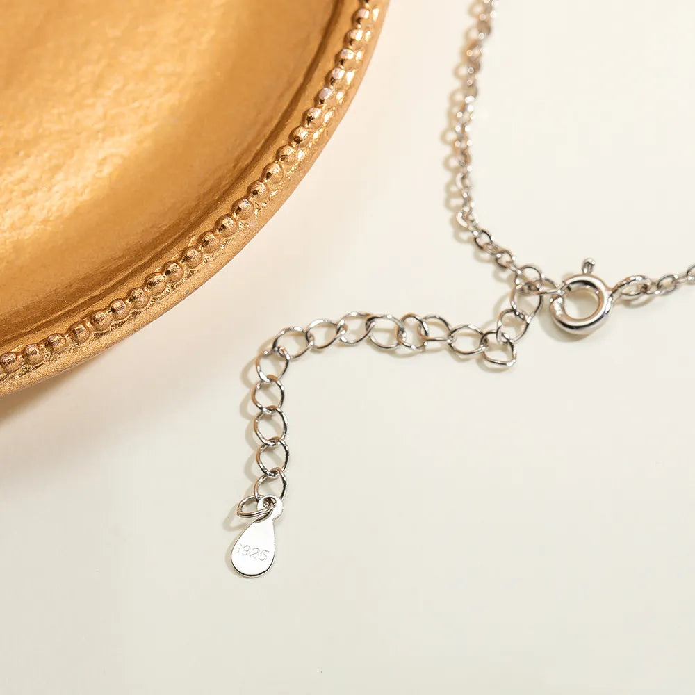 2.5 Carat or 5 Carat Total Moissanite Platinum Plated 925 Sterling Silver 5 Stone Necklace