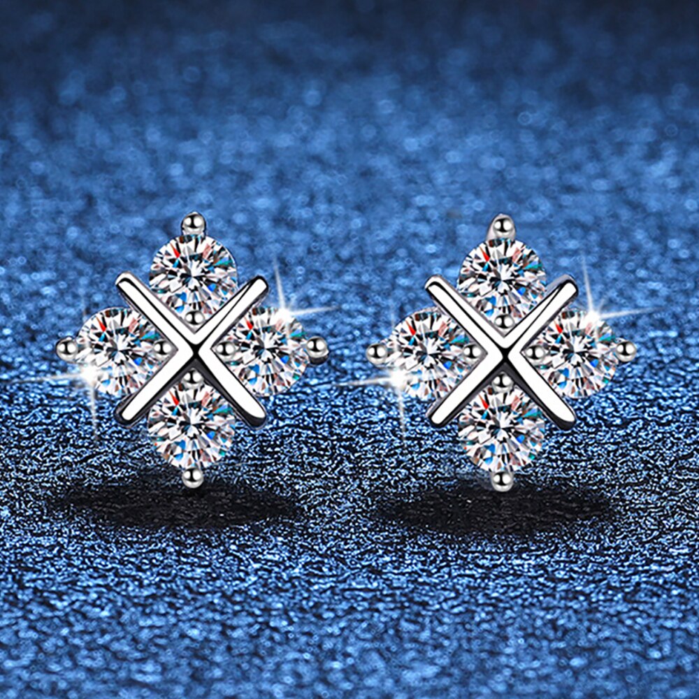 0.8 Carat Total Moissanite Platinum Plated 925 Sterling Silver Earrings