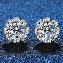 2 Carat Total Moissanite and Zircon Platinum Plated 925 Sterling Silver Stud Earrings