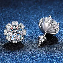 2 Carat Total Moissanite and Zircon Platinum Plated 925 Sterling Silver Stud Earrings