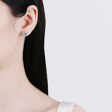 2 Carat Total Moissanite and Zircon Platinum Plated 925 Sterling Silver Stud Earrings