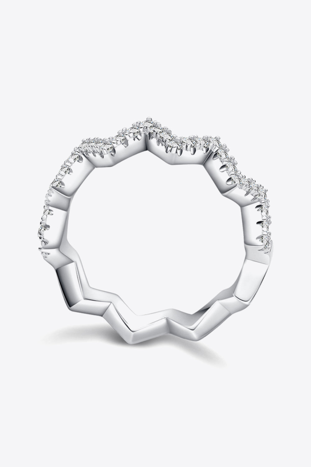 0.38 Carat Moissanite Platinum Plated 925 Sterling Silver Ring