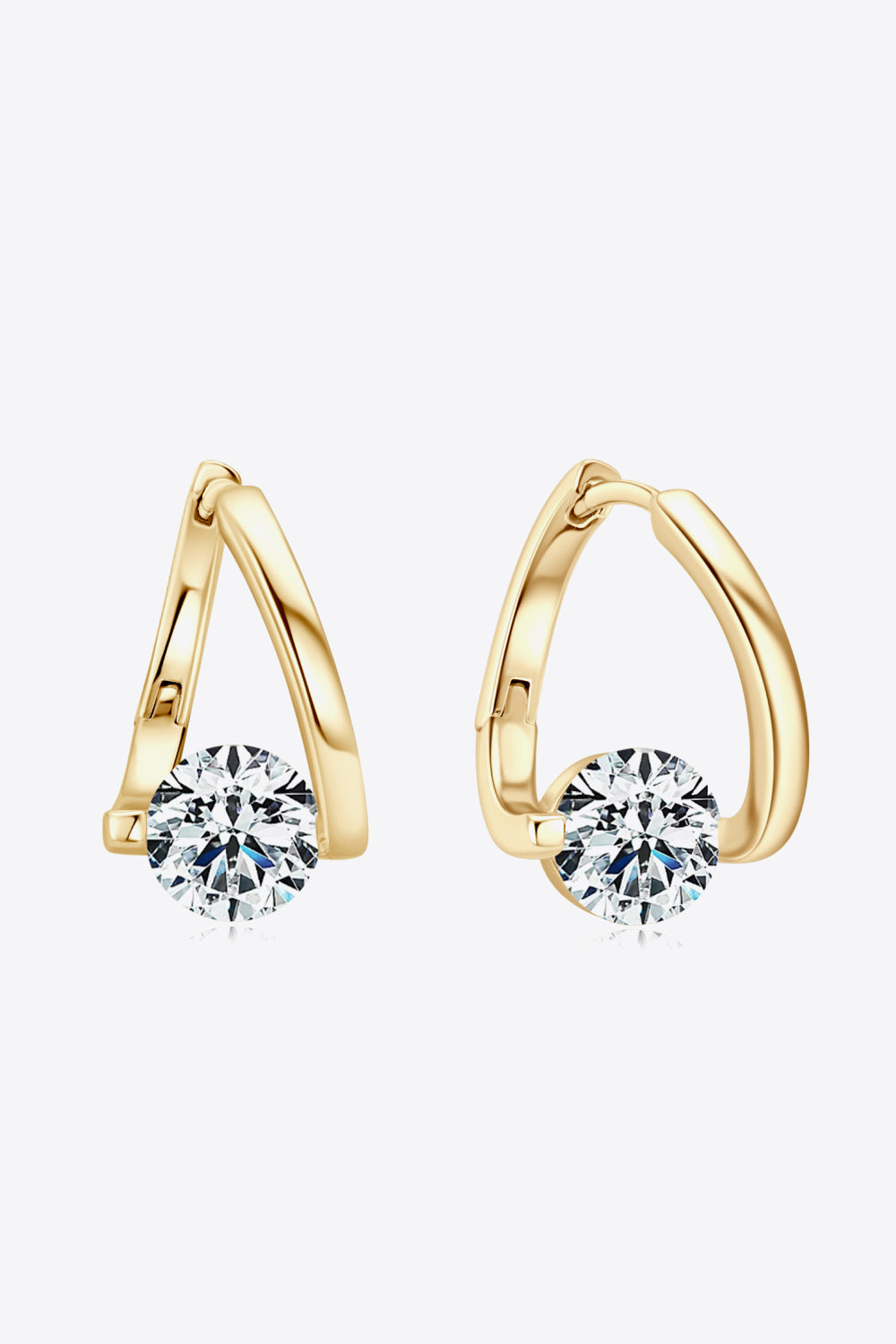 2 Carat Moissanite 18K Gold Plated 925 Sterling Silver Earrings